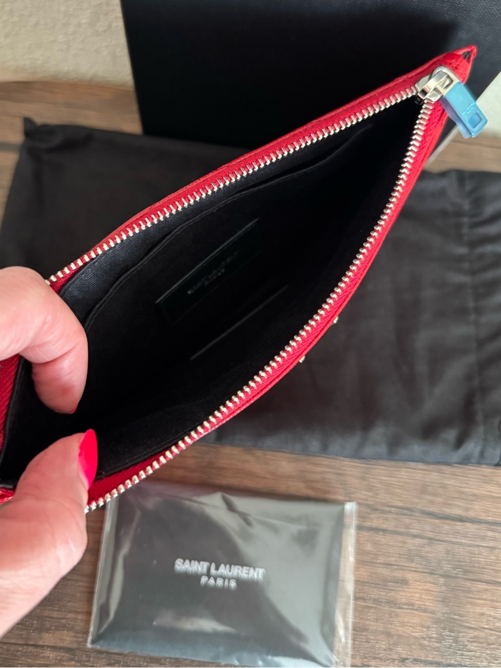 ❌SOLD❌NEW SAINT LAURENT Monogramme Grain De Poudre Chevron Quilted Clutch - Picture 5 of 7